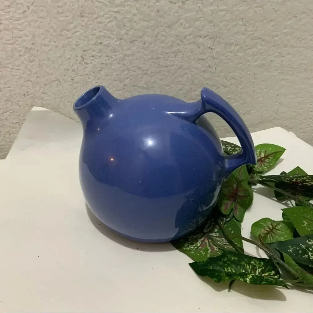 Vintage Red Wing Pottery Blue Ball Tilt Pitcher Round 6” tall A14